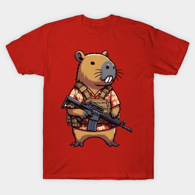 tactical capybara T-Shirt by Rawlifegraphic